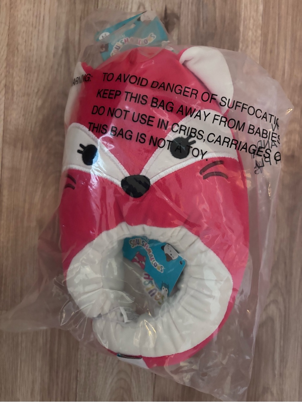 Squishmallows Red and White Fox Plush Slippers